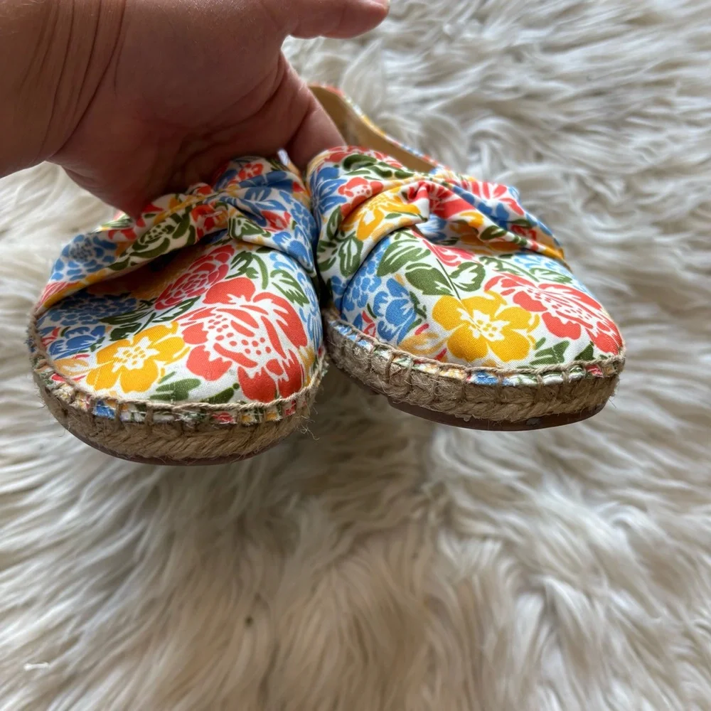 Talbots Multicolor Floral Izzy Cinched Garden Blossoms Espadrille Flats Sz 8.5M